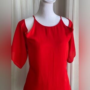 Daniel Rainn Red Cold Shoulder Blouse
